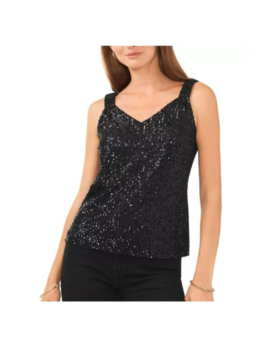 VINCE CAMUTO Ruched Strap Sequin Tank Top, Sz XL, NWOT